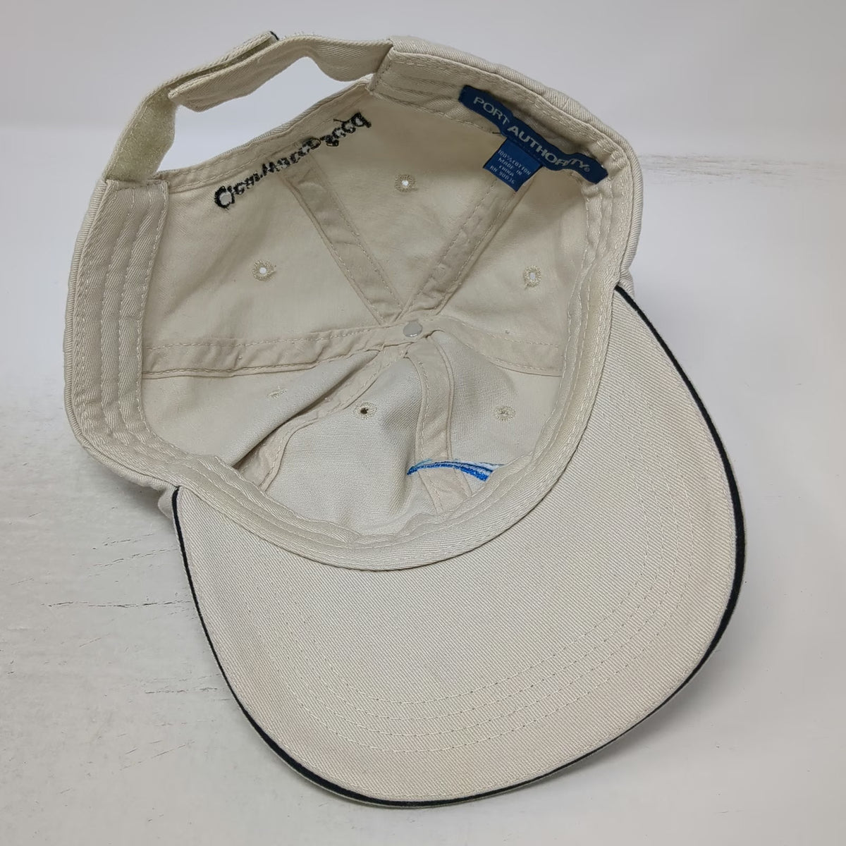 Port Authority Baseball Cap Beige Blue Black One Size Clearwater Seed Logo Hat