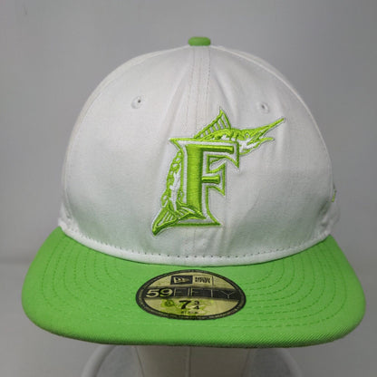 New Era 59Fifty Men's Fitted Hat White 7 3/4 Embroidered Florida Marlins Logo