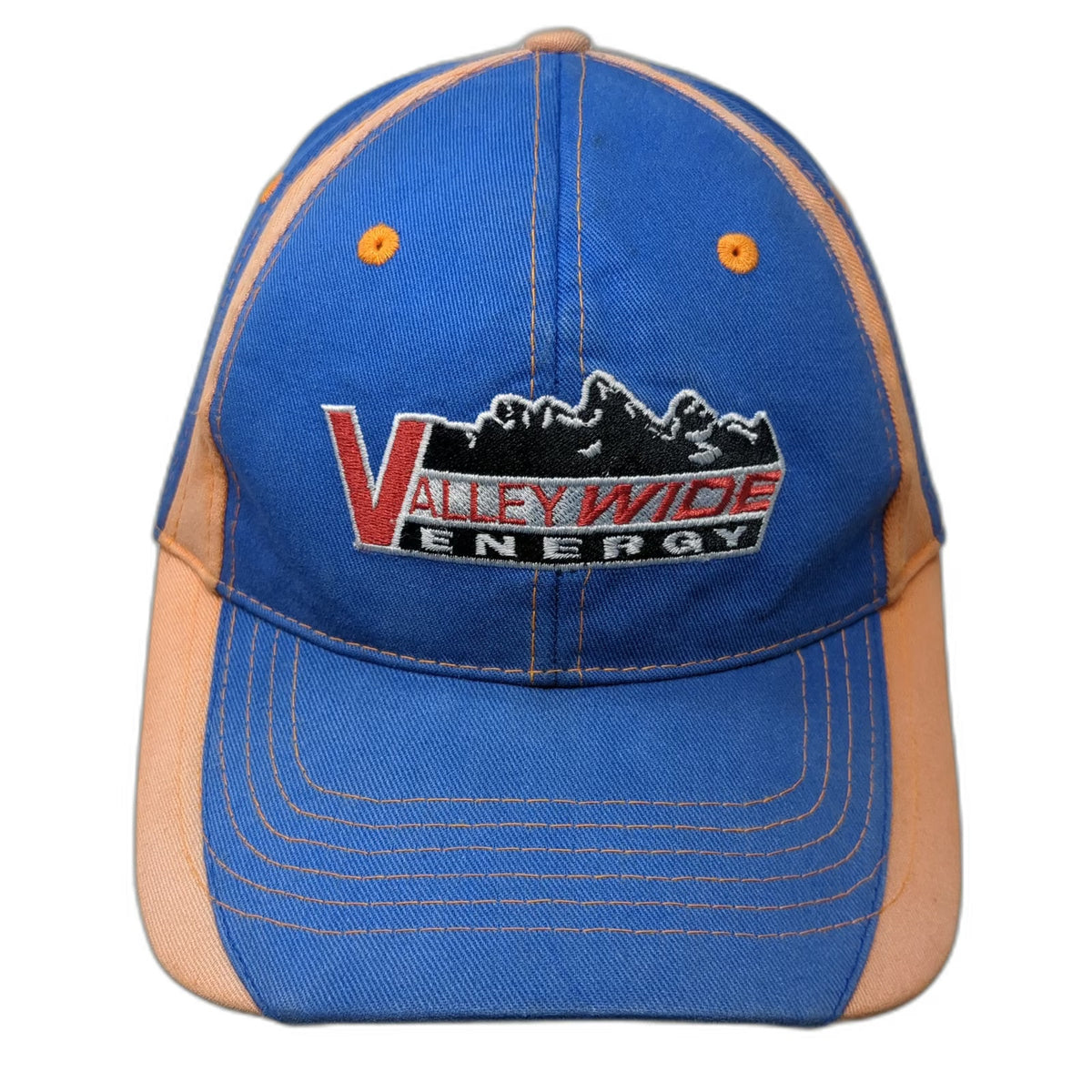 Buck's Bags Baseball Cap Blue Orange OSFM Valley Wide Energy Mountain Logo Hat