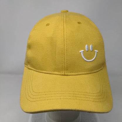 Smiley Face Slideback Hat Yellow One Size Solid Adjustable Embroidered