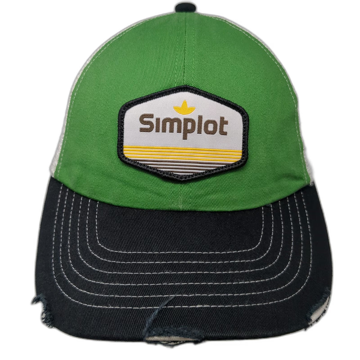 K-Products Baseball Cap Green OSFM Simplot Patch Mesh Back Strapback Trucker Hat