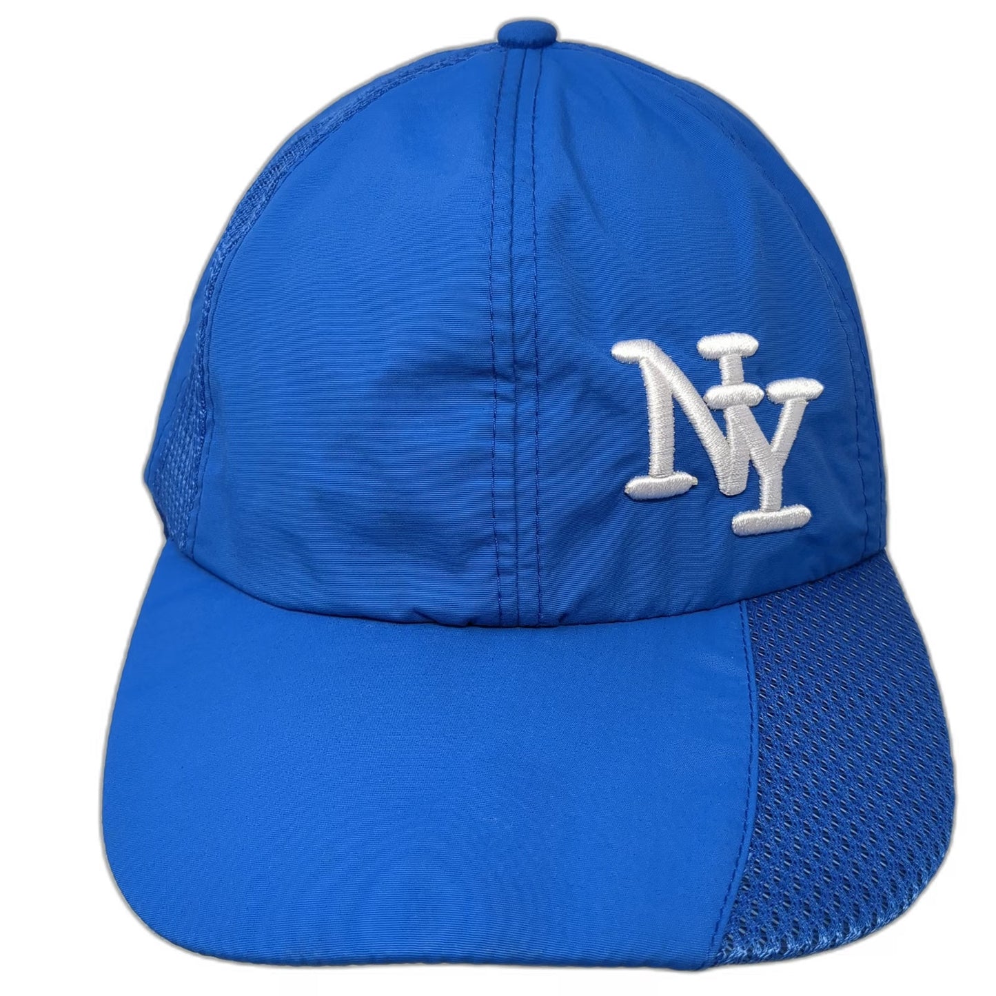 Blue NY Logo Baseball Cap OSFM Mesh Side Panels Adjustable Strapback Sport Hat