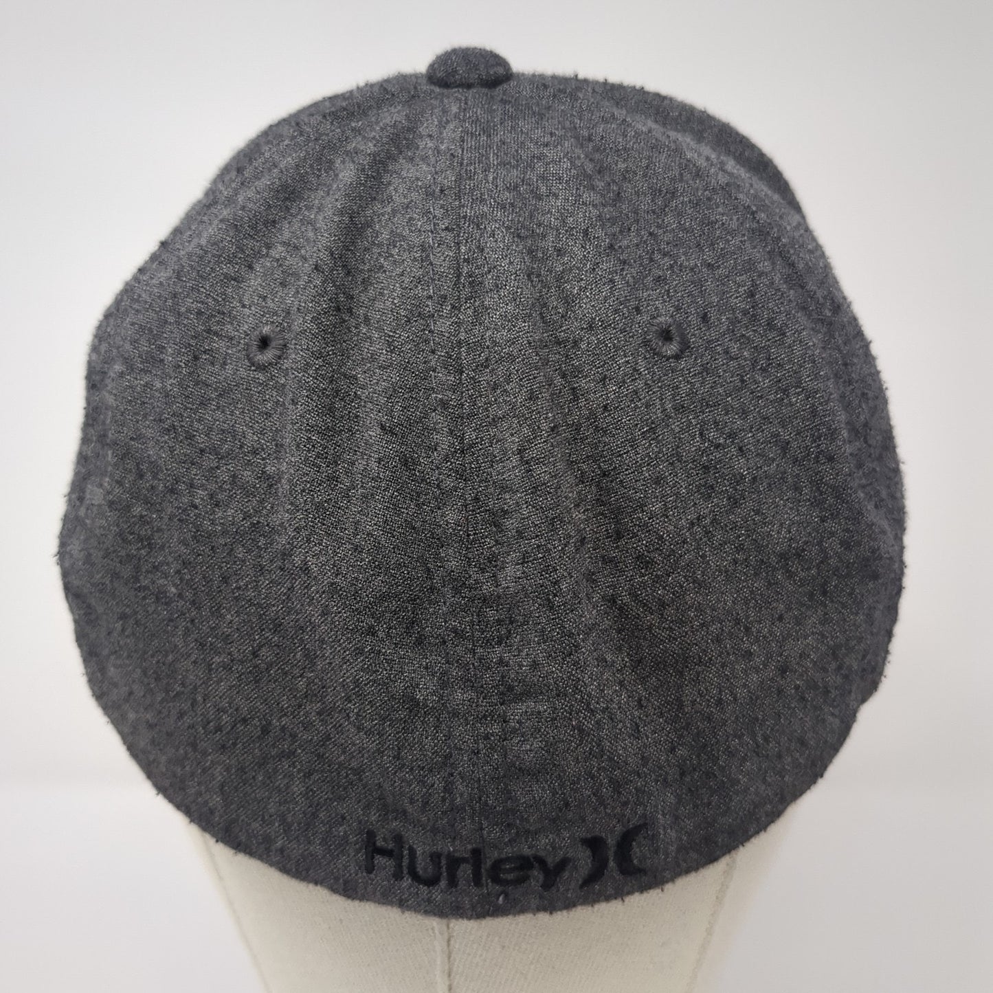 Hurley Embroidered Logo Fitted Hat Gray XL Flexfit Yupoong Vent Holes