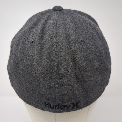 Hurley Embroidered Logo Fitted Hat Gray XL Flexfit Yupoong Vent Holes