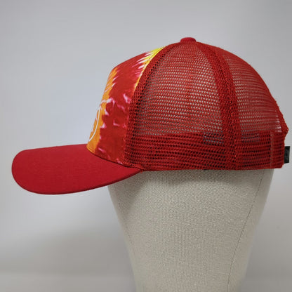 Pit Bull Trucker Hat Red Tie-Dye Bicycle One Size Mesh Snapback Graphic Hat