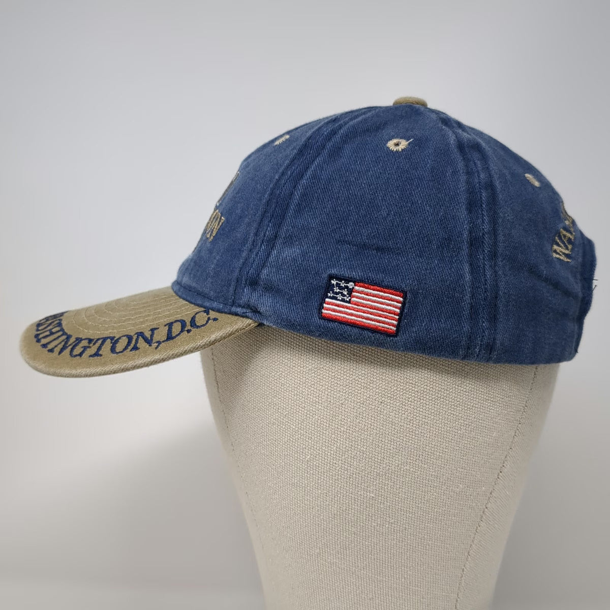 Blue Baseball Cap One Size Washington DC USA Flag Embroidered Slideback Hat