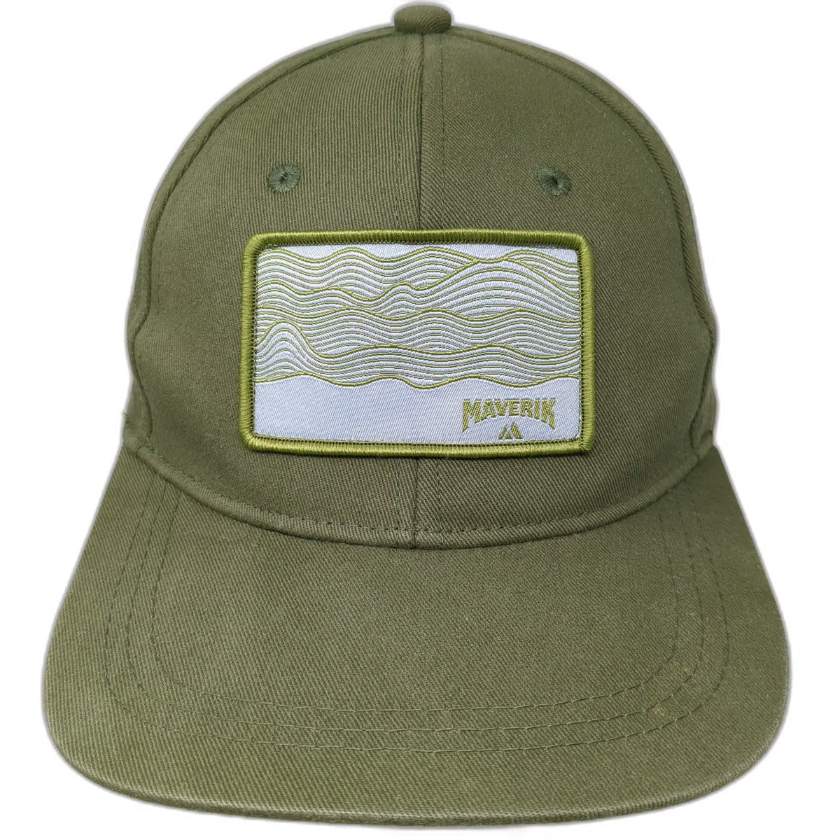 Maverik Mountain Waves Patch Green Baseball Cap One Size Slideback Cotton Hat