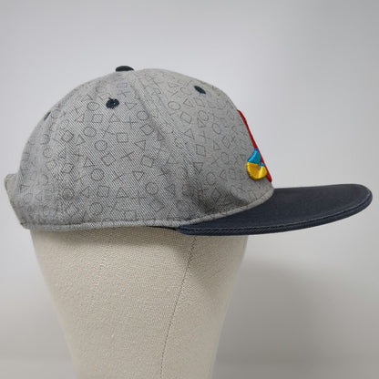 Numskull PlayStation Logo Gray Snapback Hat One Size Controller Pattern Flat