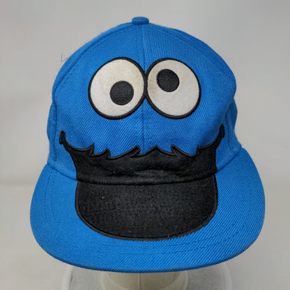 Sesame Street Cookie Monster Fitted Hat Blue S-M Embroidered 6 Panel