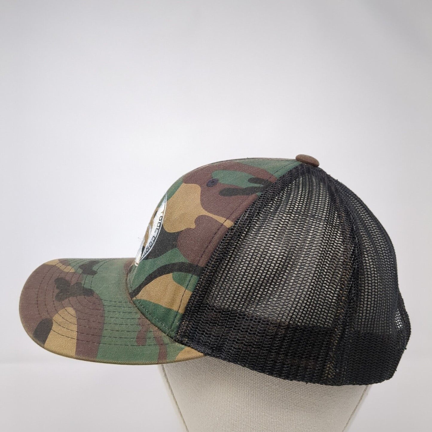 Sasquatch Tool Corp Snapback Trucker Hat Camo One Size Mesh Back Believe