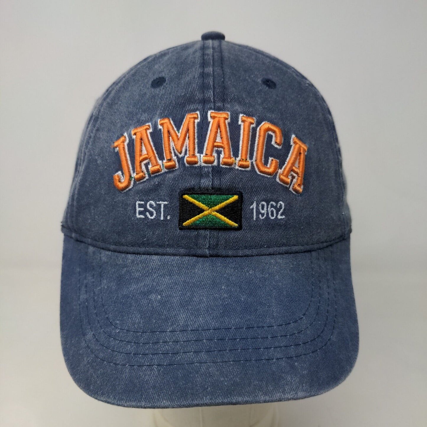 TBL Men's Slideback Hat Blue Embroidered Jamaica Logo 100% Cotton