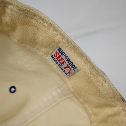 New Era Cap Beige Blue 7 5/8 Buffalo Bills 5950 Wool Made in USA Hat Vintage NFL