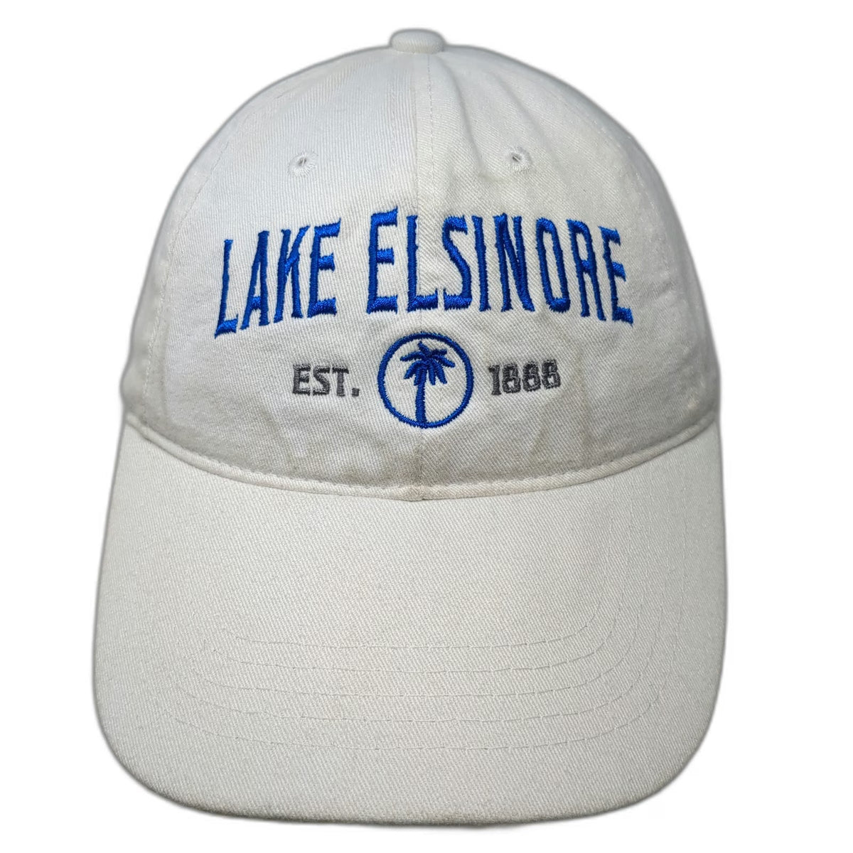 Baseball Cap White One Size Lake Elsinore Palm Tree 1888 Slideback Souvenir Hat