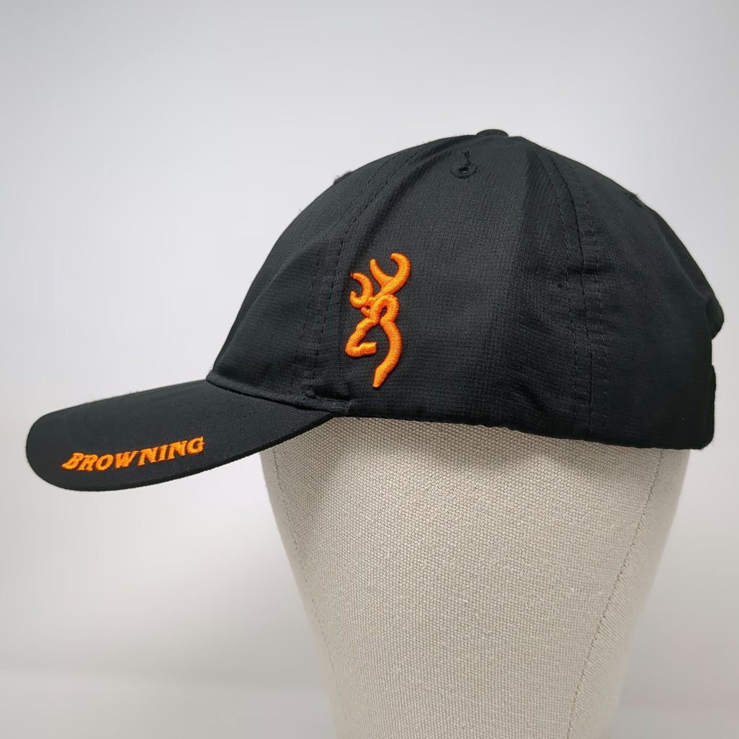 Browning Baseball Cap Black One Size Strapback Orange Buckmark Side Logo Hat