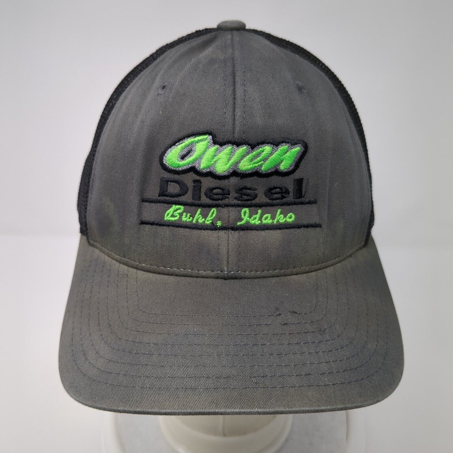 Owen Diesel Buhl Idaho Fitted Trucker Hat Gray L/XL Mesh Back Richardson