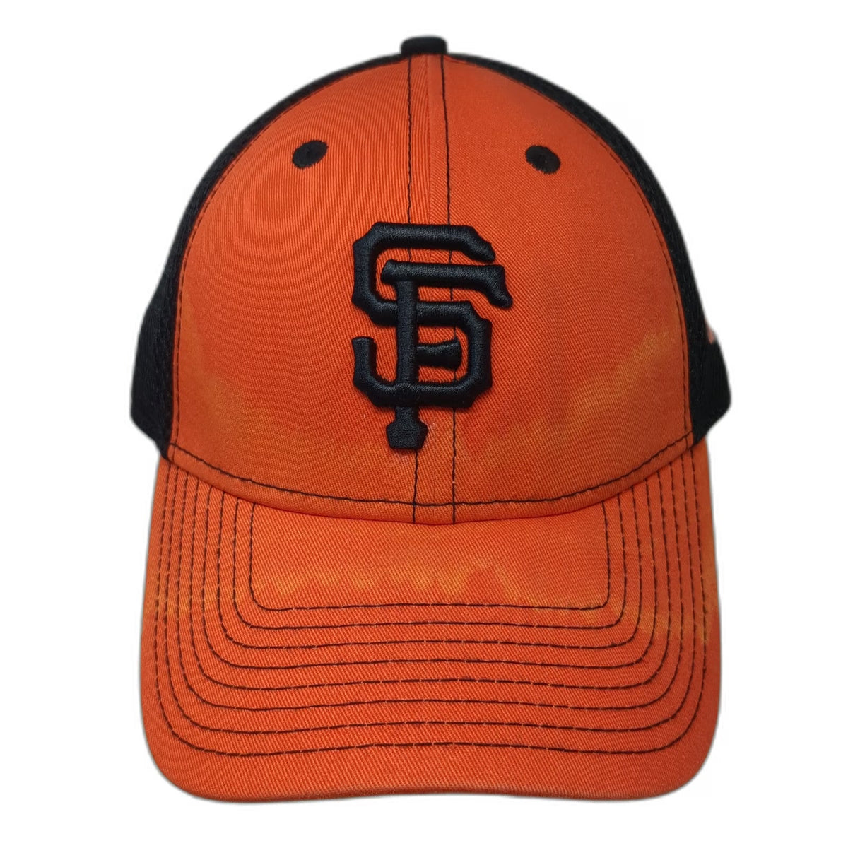 San Francisco Giants MLB New Era Baseball Cap Orange XL 39THIRTY Mesh Back Black