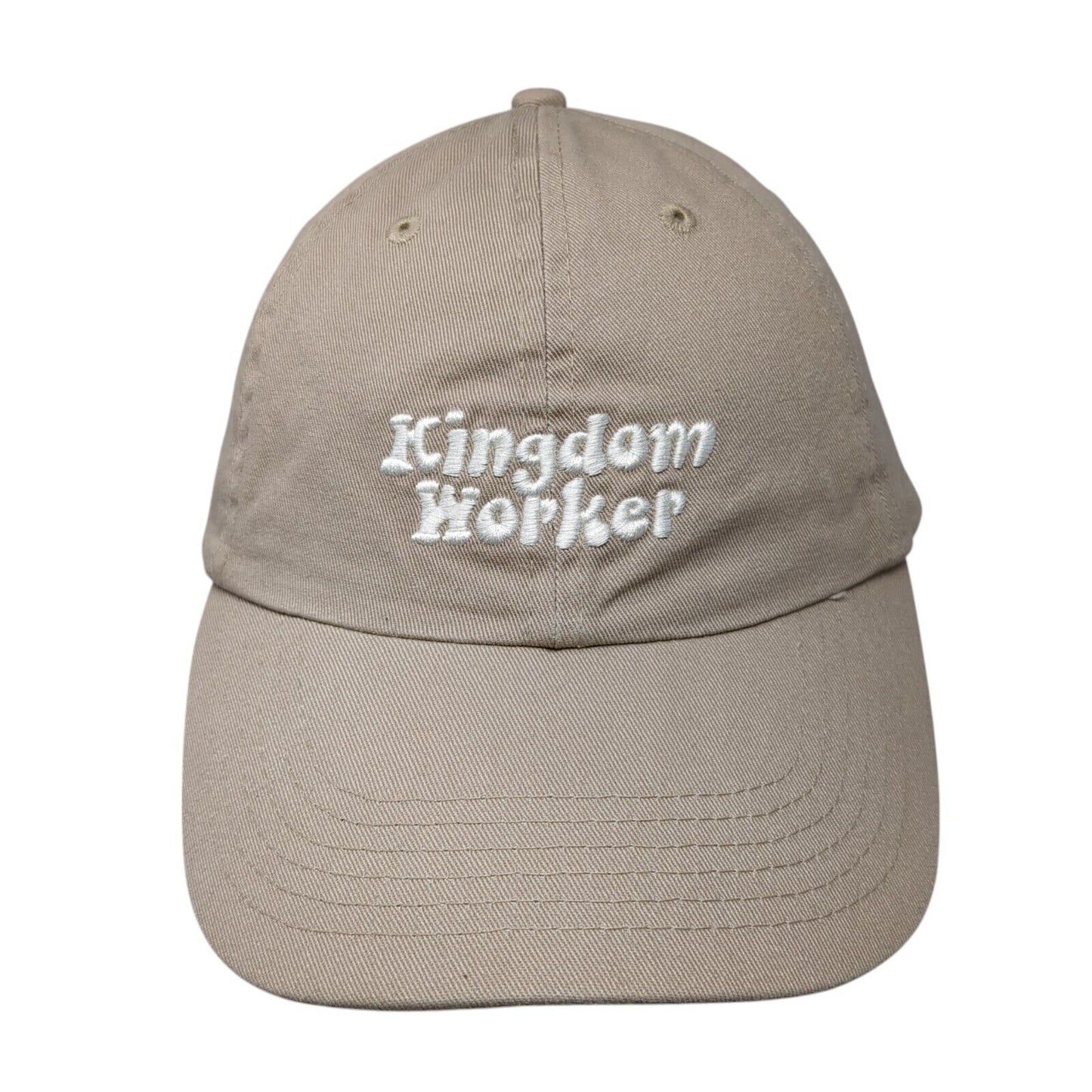 Kingdom Worker Slideback Hat Tan One Size Adjustable Embroidered 6 Panel Cotton