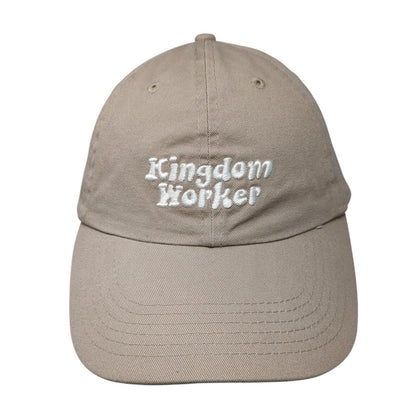 Kingdom Worker Slideback Hat Tan One Size Adjustable Embroidered 6 Panel Cotton