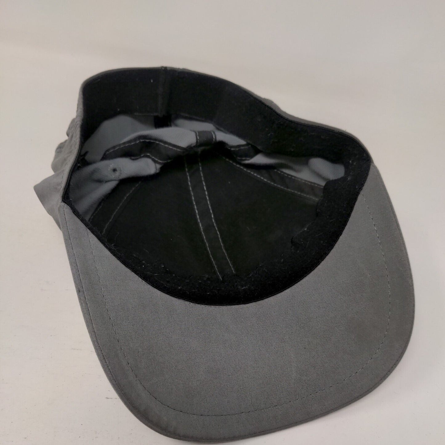 Russell Fitted Hat Gray S/M Lightweight Graphic Logo Vented Holes 6 Panel