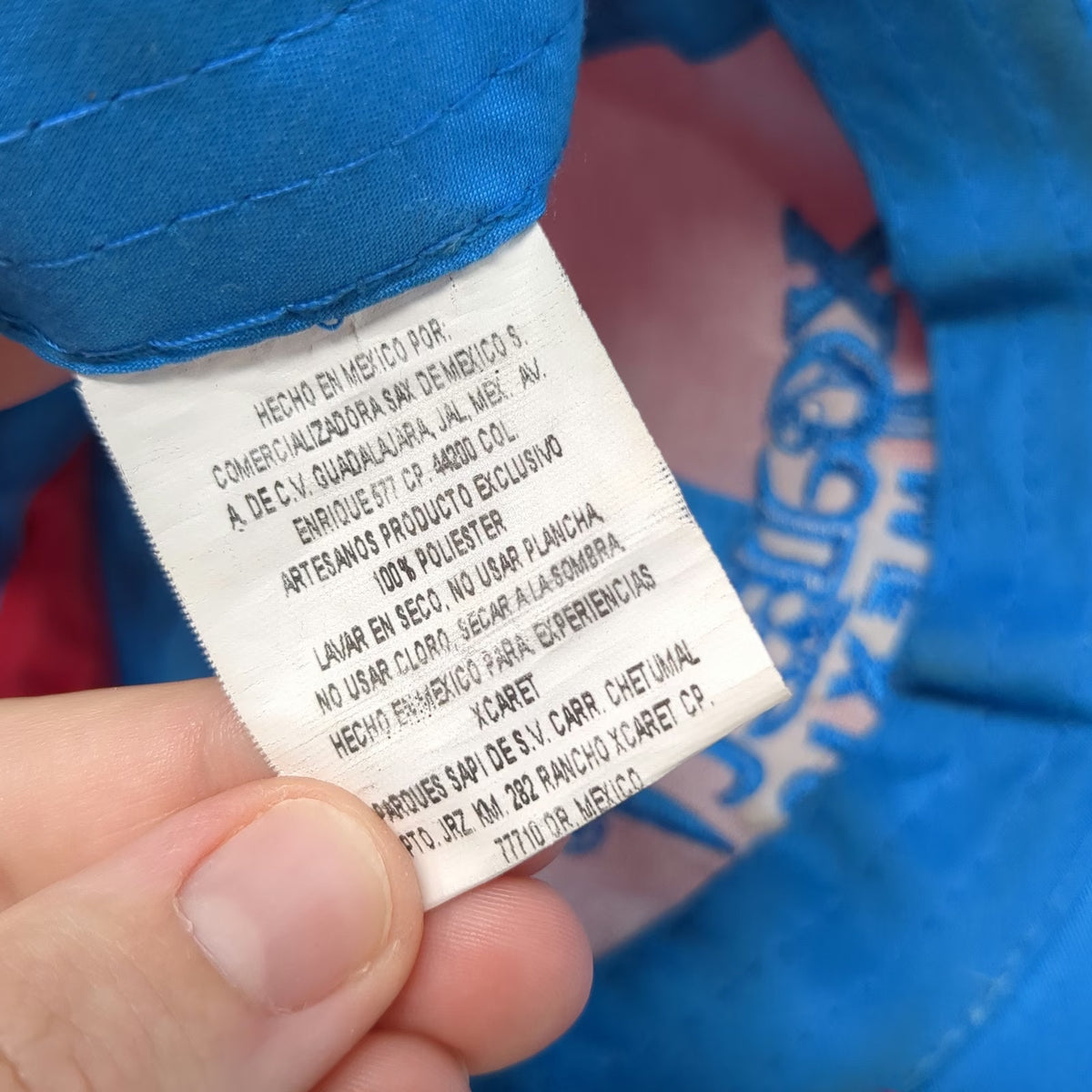 Xcaret Mexico Baseball Cap Red Blue One Size Side Pocket Embroidered Travel Hat