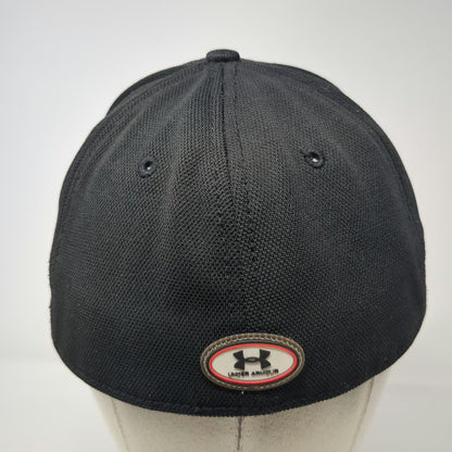 Under Armour Baseball Cap Black L Stretch Fit Mesh Embroidered Patch Sport Hat