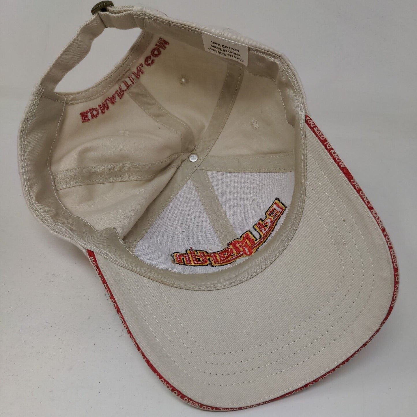 Ed Martin Automotive Group Men's Slideback Hat Tan Size OSFA Embroidered Cotton