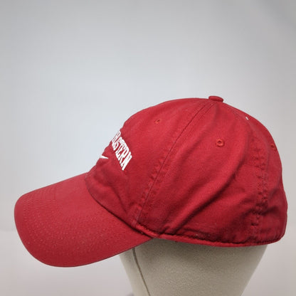 North Eastern Slideback Hat Red One Size Adjustable Nike Swoosh 6 Panel