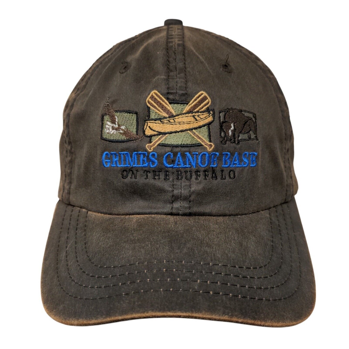 Grimes Canoe Base On The Buffalo Strapback Hat Brown OSFA Embroidered