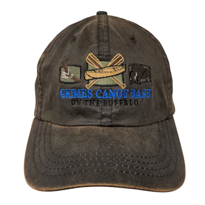 Grimes Canoe Base On The Buffalo Strapback Hat Brown OSFA Embroidered