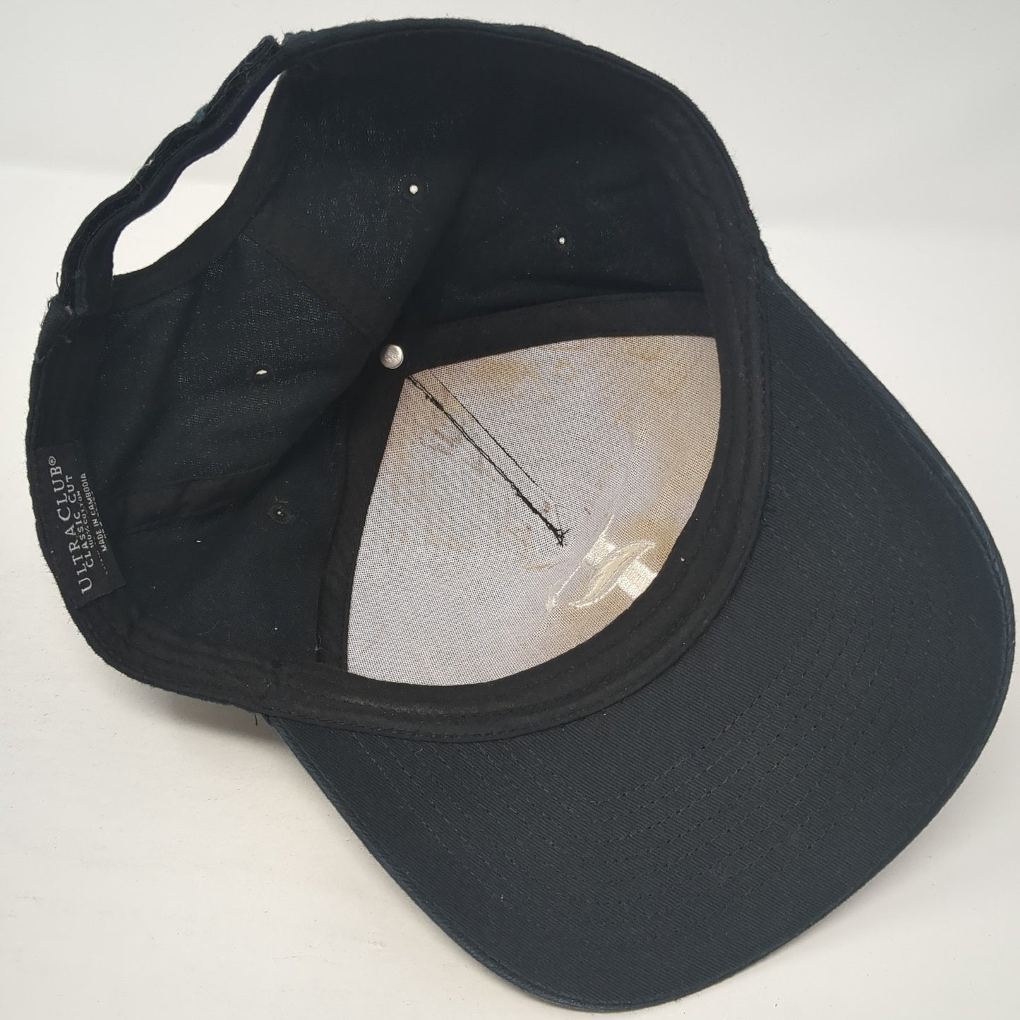 UltraClub Strapback Hat Black One Size Adjustable Embroidered Logo