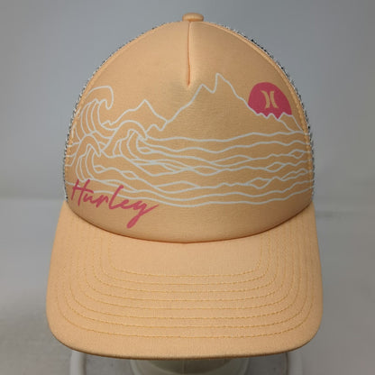Hurley Trucker Hat Yellow One Size Mesh Snapback Wave Mountain Graphic Surf