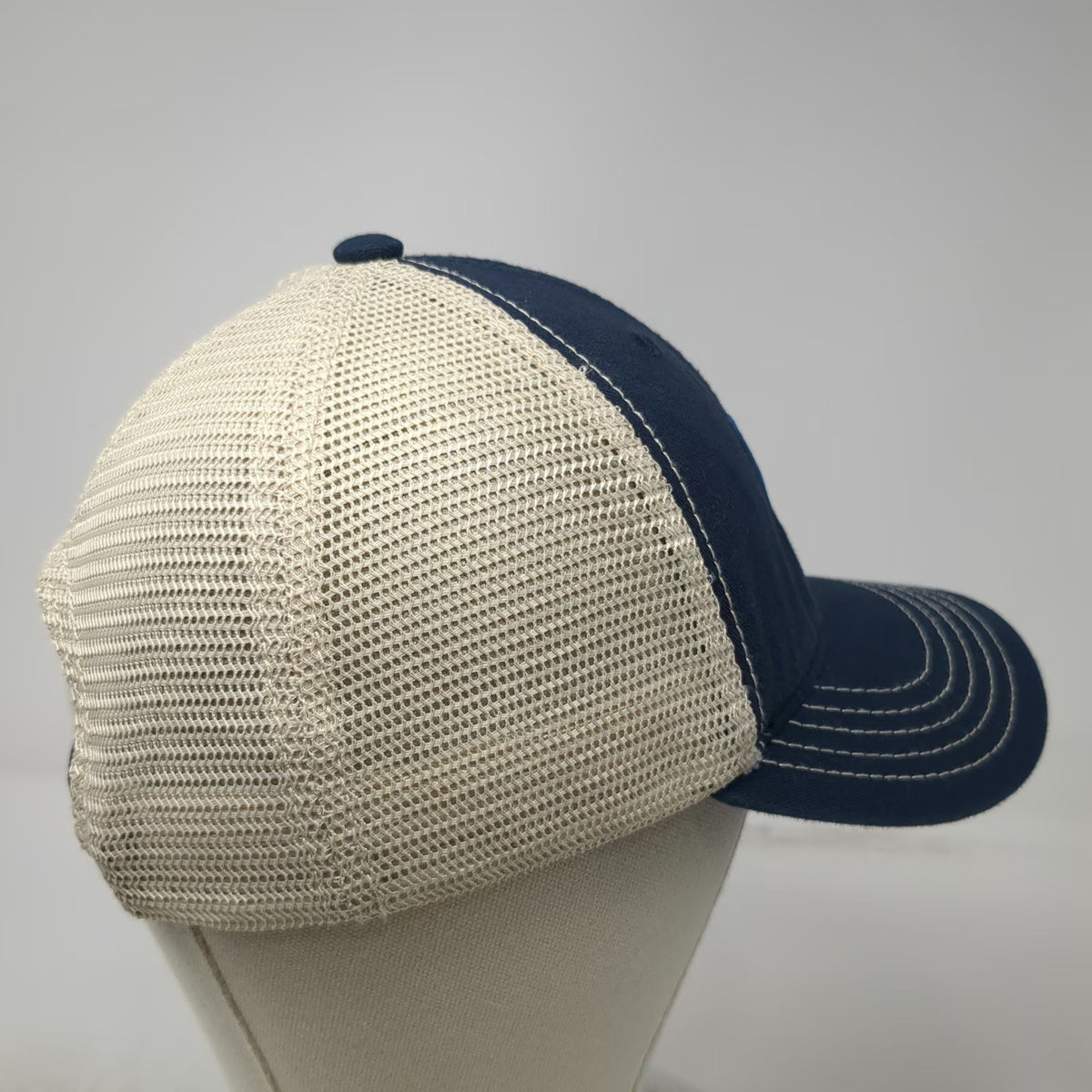 District Trucker Hat Blue One Size Mesh Back Snapback Pig Patch Stitching