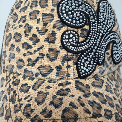 Fleur-de-lis Bling Snapback Trucker Hat Multi OSFA Animal Print Mesh Back