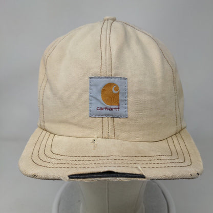 Carhartt Logo Patch Fitted Hat Tan One Size Solid 6 Panel Ear Flap