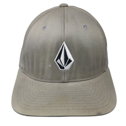Volcom Baseball Cap Brown M Flexfit Embroidered Stone Logo Stretch Fit Hat