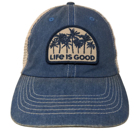 Life is Good Women's Snapback Mesh Back Hat Blue Adjustable Embroidered Logo