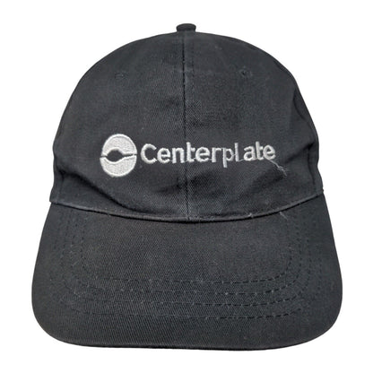 Centerplate Strapback Hat Black One Size Adjustable Embroidered 6 Panel