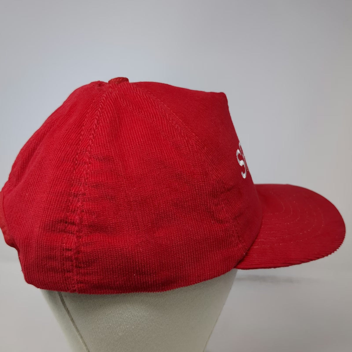 5 Panel Hat Red One Size Corduroy Spencer Embroidered Snapback Made in USA Cap