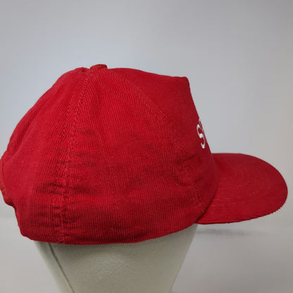 5 Panel Hat Red One Size Corduroy Spencer Embroidered Snapback Made in USA Cap