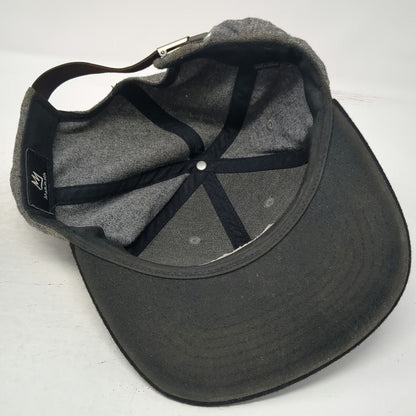 Mammoth Baseball Cap Gray One Size Leather Patch Wool Blend Flat Brim Hat Crown