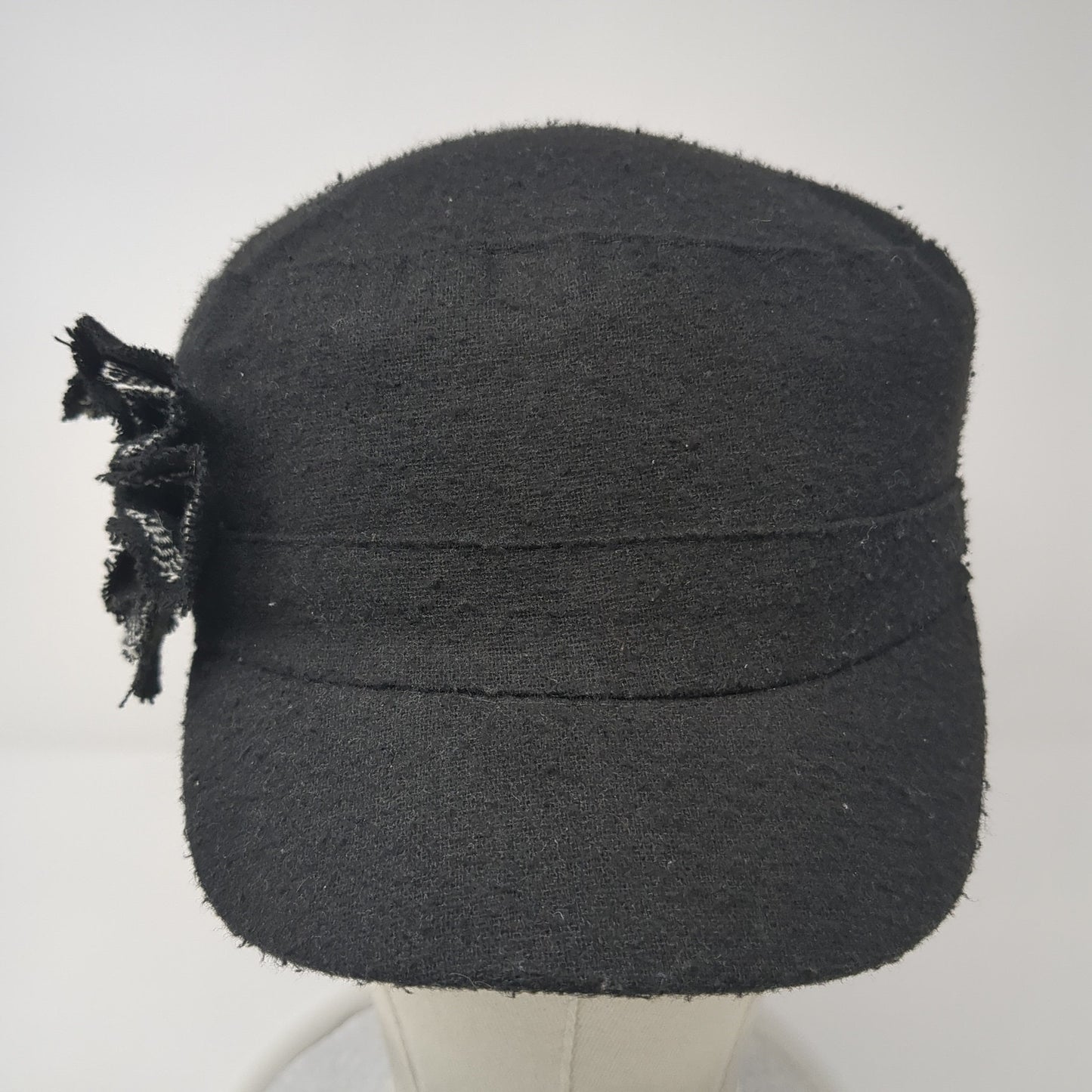 Unbranded Fitted Cadet Army Cap Hat Black One Size Flower Embellished
