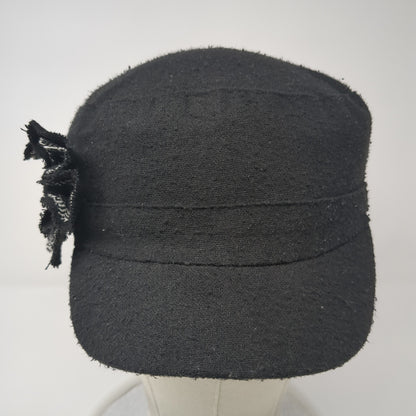 Unbranded Fitted Cadet Army Cap Hat Black One Size Flower Embellished