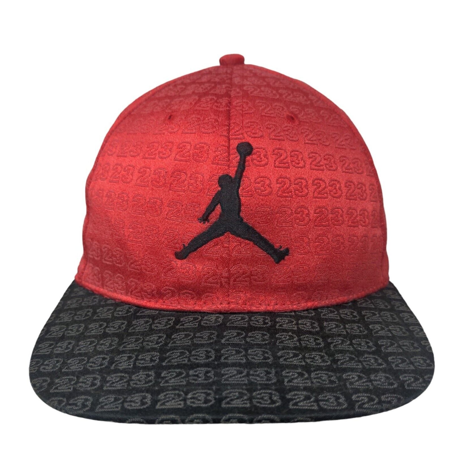 Nike Air Jordan Boy's Fitted Hat Red Embroidered 23 Jumpman Logo All Over Print