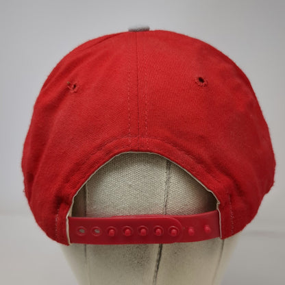 New Era Snapback Red Hat Size L Script FL Embroidered Two Tone Gray Flat Bill