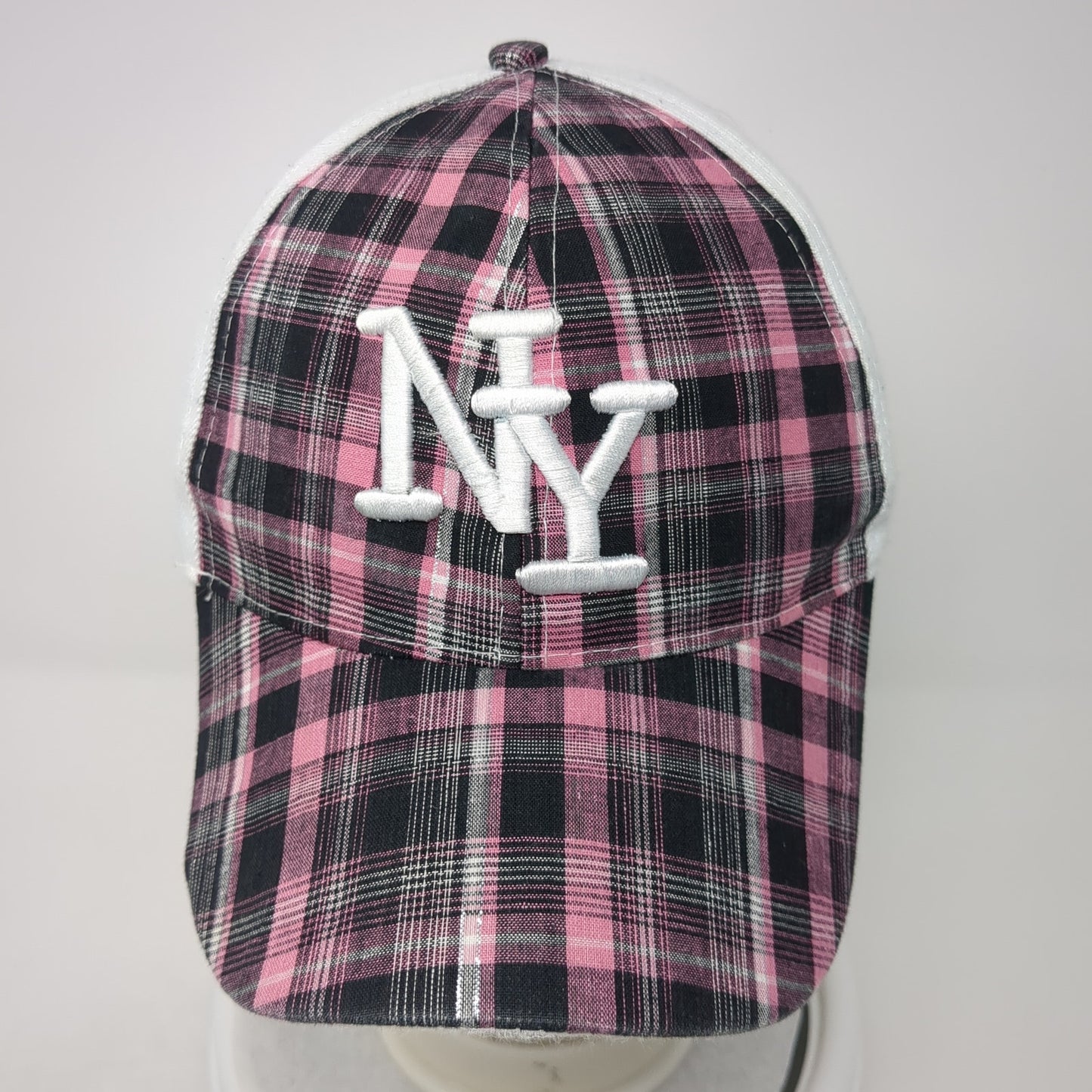 NY Strapback Hat Multicolor One Size Adjustable Embroidered Plaid