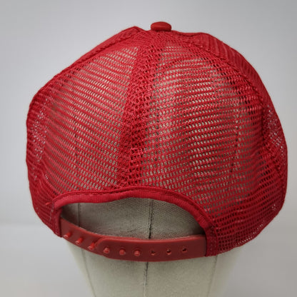 Canon Trucker Hat Red One Size Embroidered Logo Made in USA Mesh Back Snapback