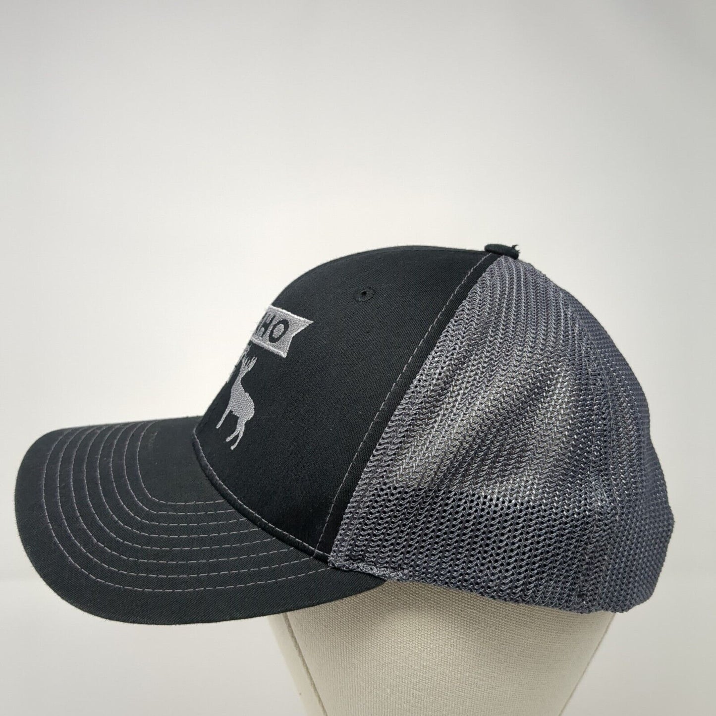 Idaho AF Snapback Trucker Hat Black One Size Adjustable Mesh Back Richardson