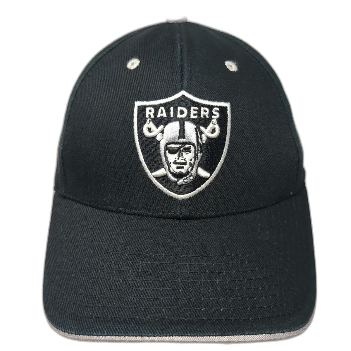 Las Vegas Raiders NFL Team Apparel Black Gray One Size Strapback Embroidered Cap