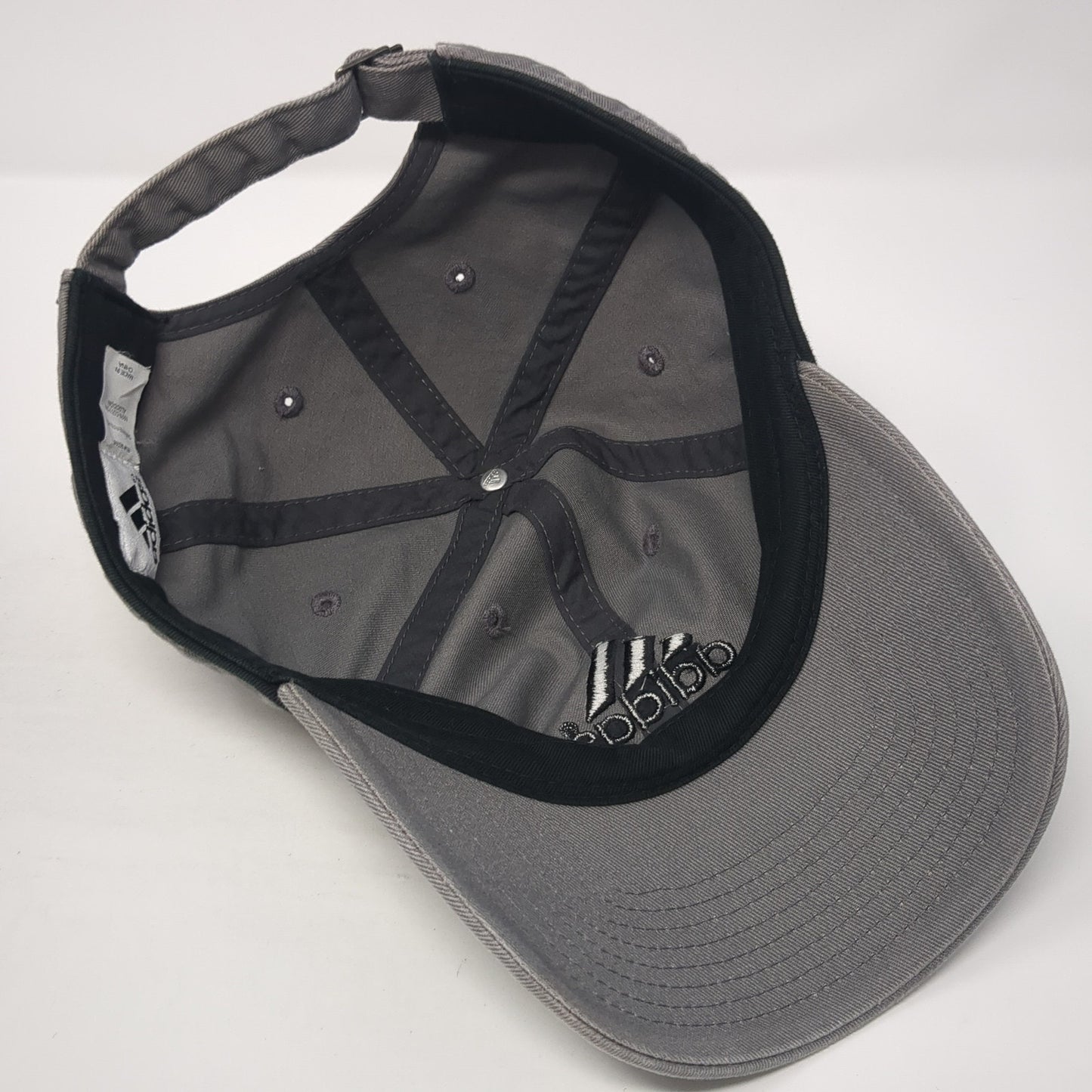 Adidas Slideback Hat Gray One Size Embroidered Logo 3 Stripes Outdoor