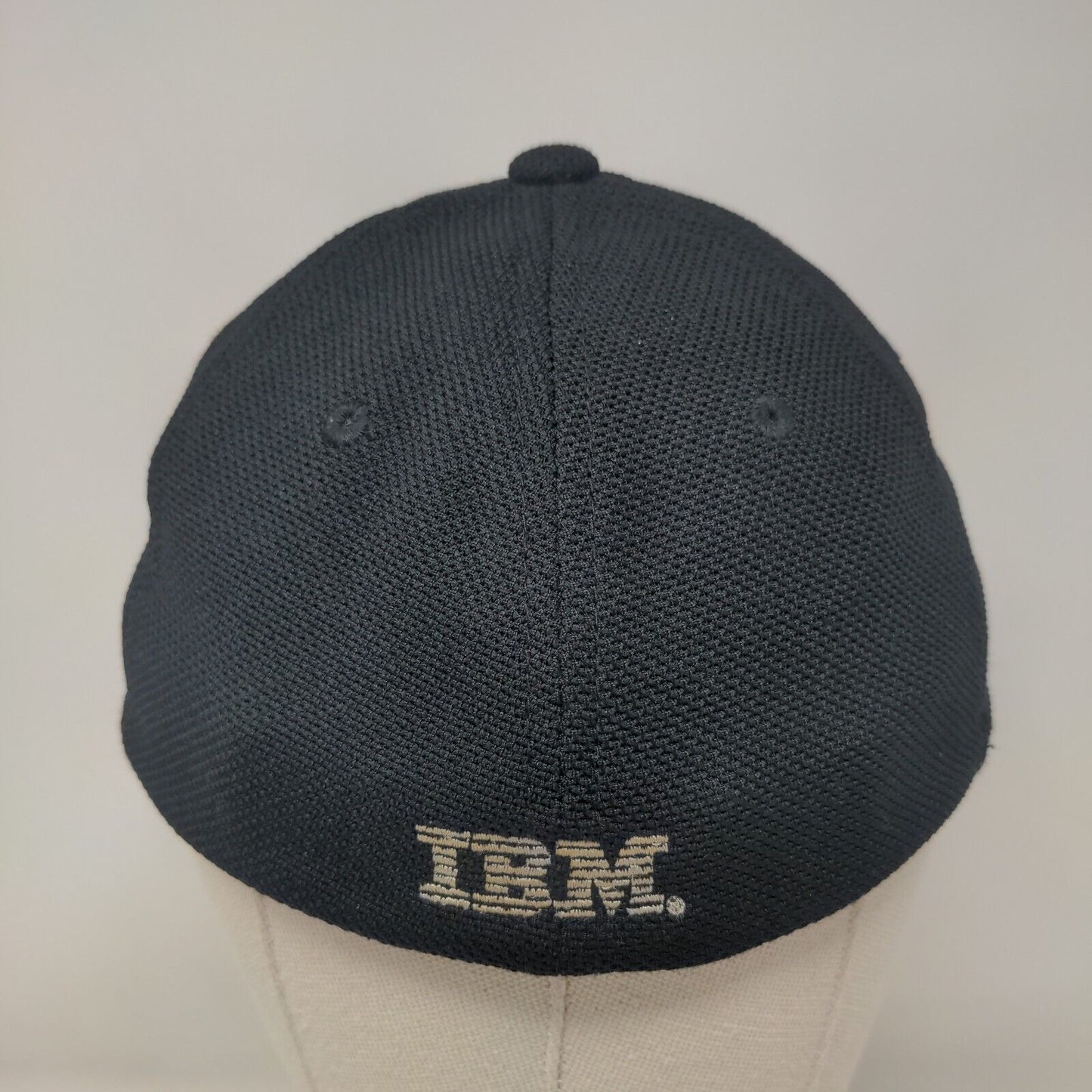 IBM Fitted Hat Black One Size Embroidered Logo Flexfit Yupoong